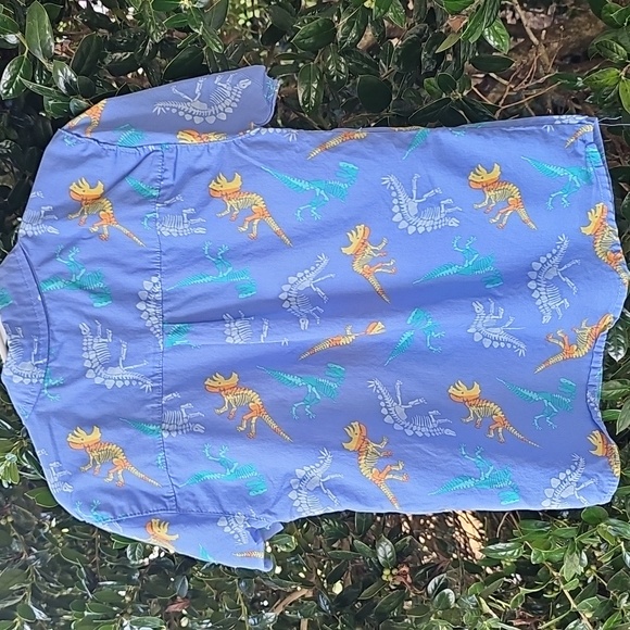 Kids Blue Dinosaur Button Down Shirt‎ Jurassic - Picture 3 of 10